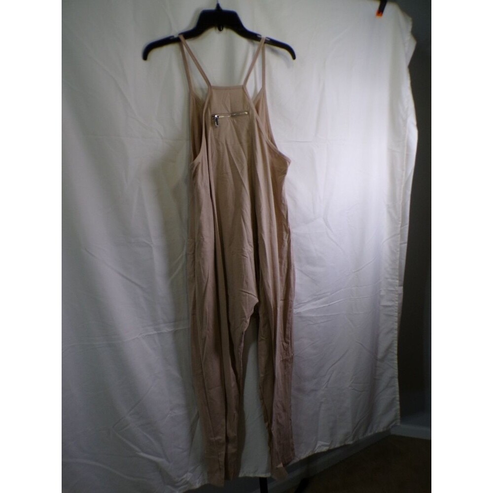 Women's Khaki Jumpsuit D4E361 Size S Spaghetti Strap Relaxed Fit